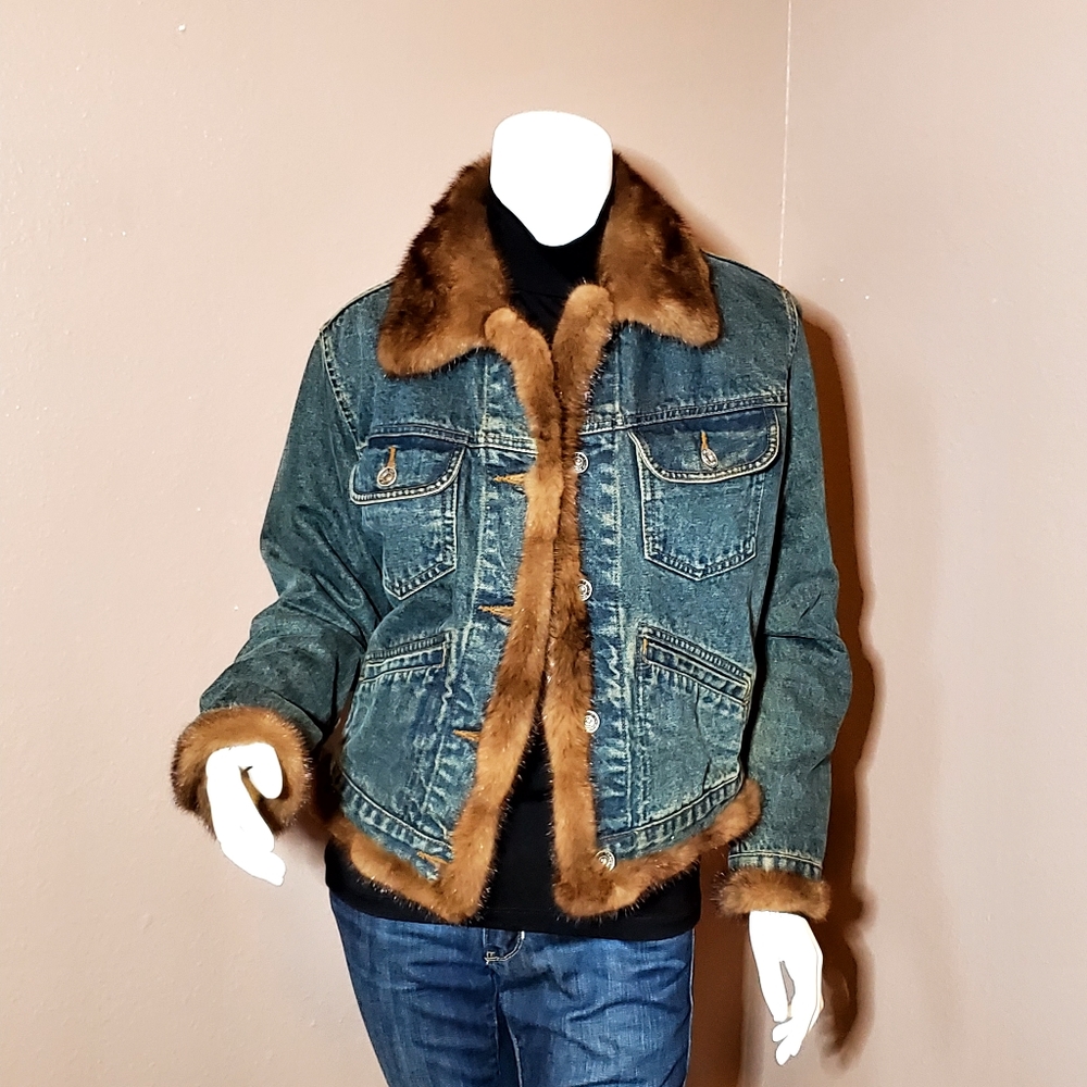 MODA ITALIANA di Stefano mink lined denim jacket size M